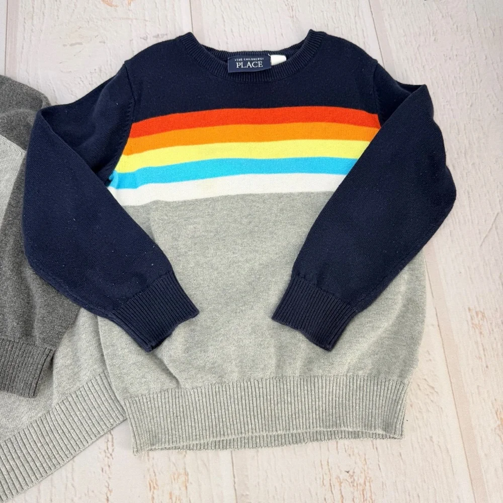 Children’s Place 2pc Sweater Bundle Emoji Rainbow Boys 3T‎